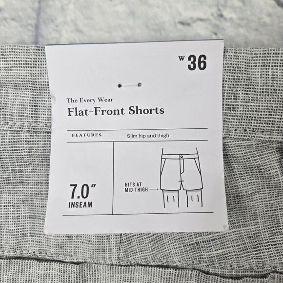 NWT Goodfellow Men's Linen Blend Shorts Gray Flat Front Every Wear Preppy sz 36 - Picture 5 of 12
